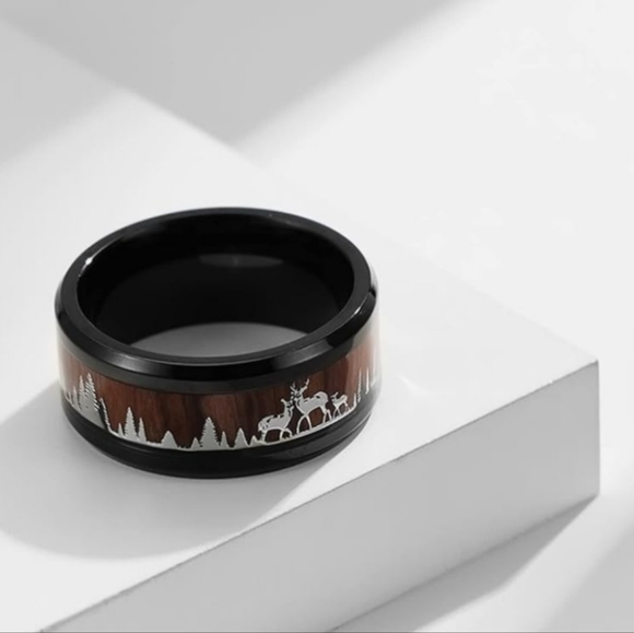 Men's titanium reindeer ring Size 10 - Picture 4 of 8